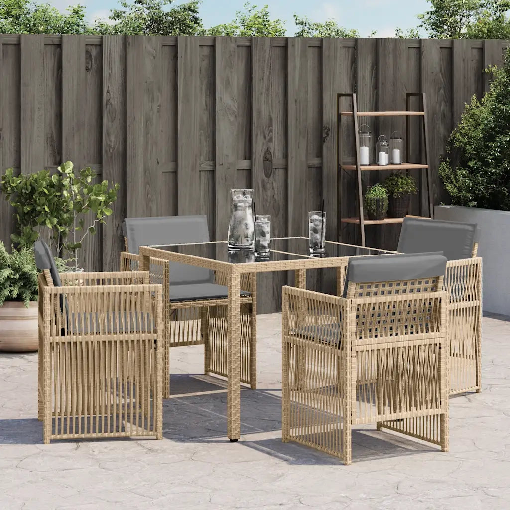 Sedie da Giardino con Cuscini 4 pz | Sedie da Esterno Beige Misto in Polyrattan