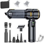 Stomacchia portatile, 4-in-1 aspiratore per auto potente, mini-aspiratore per auto, pulizia auto portatile, uso domestico, adatto per casa/auto/pelliccia di animali domestici (nero oro)
