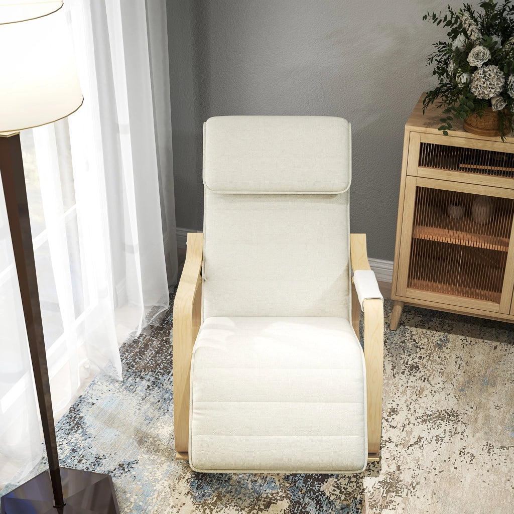Poltrona Relax Dondolo Massaggiante con Poggiapiedi Regolabile ¨C Minimal ¨C Bianco Crema