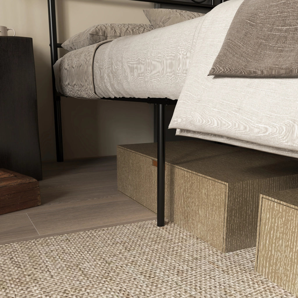 Letto in metallo con rete a doghe ¨C zephmum ¨C nero 90x200 cm