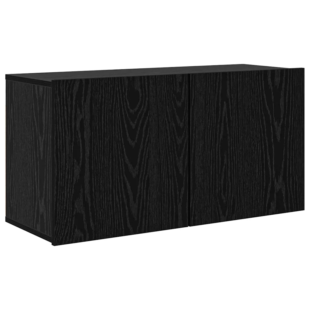 Mobile TV 4 pz-Mobile per TV-Credenza TV Rovere Nero Legno multistrato