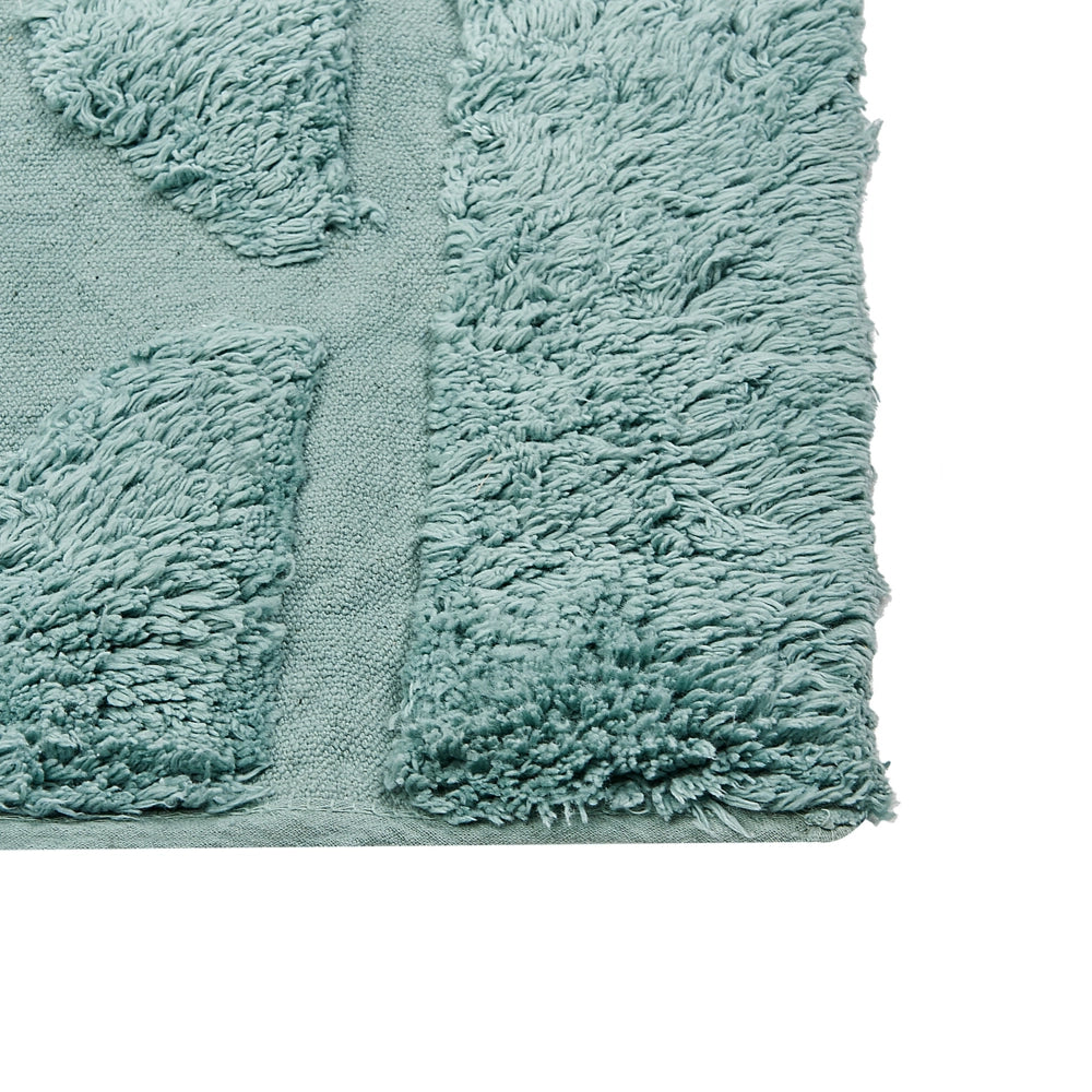 Tappeto in morbido cotone verde menta 80 x 150 cm con motivo geometrico camera da letto soggiorno