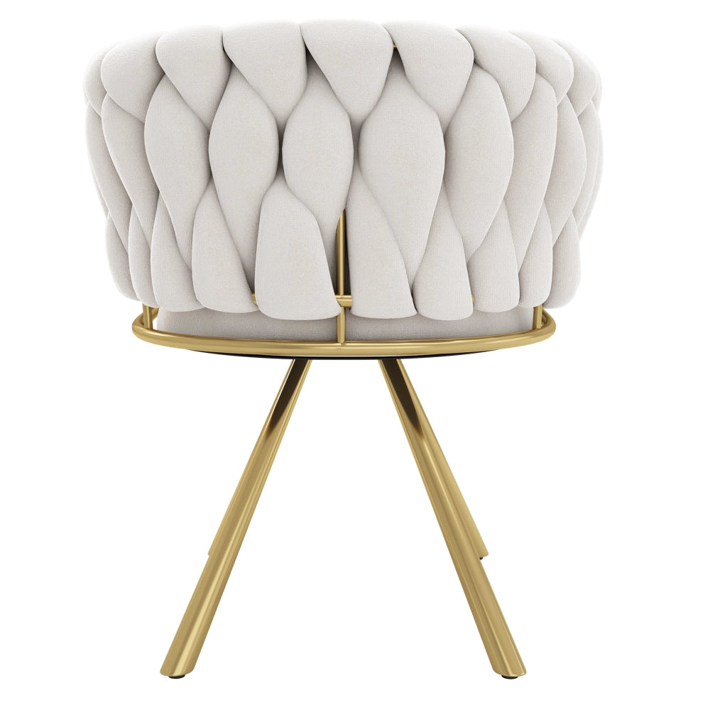 Set di 4 sedie da pranzo girevoli in velluto beige e oro