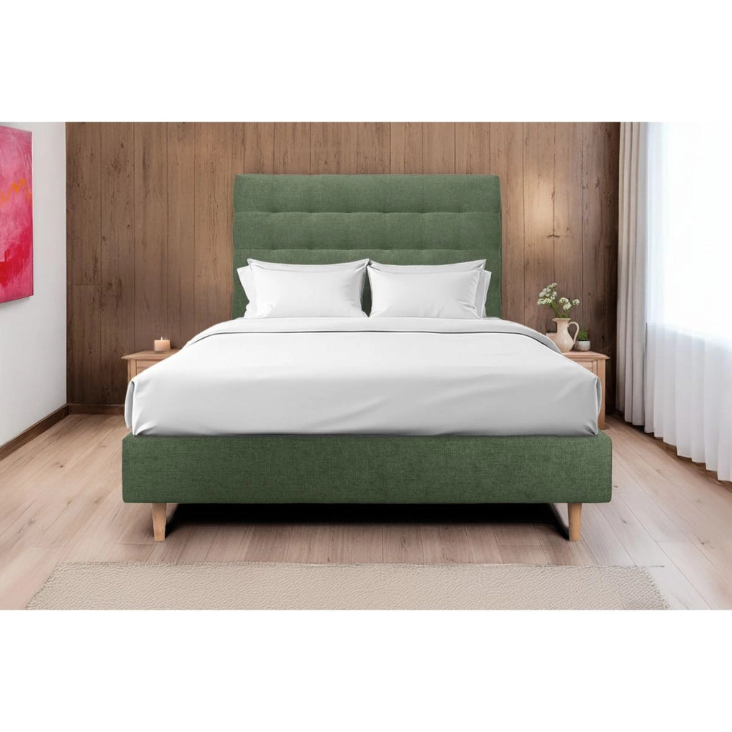 Testiera in tessuto natté verde kaki imbottita L140 cm