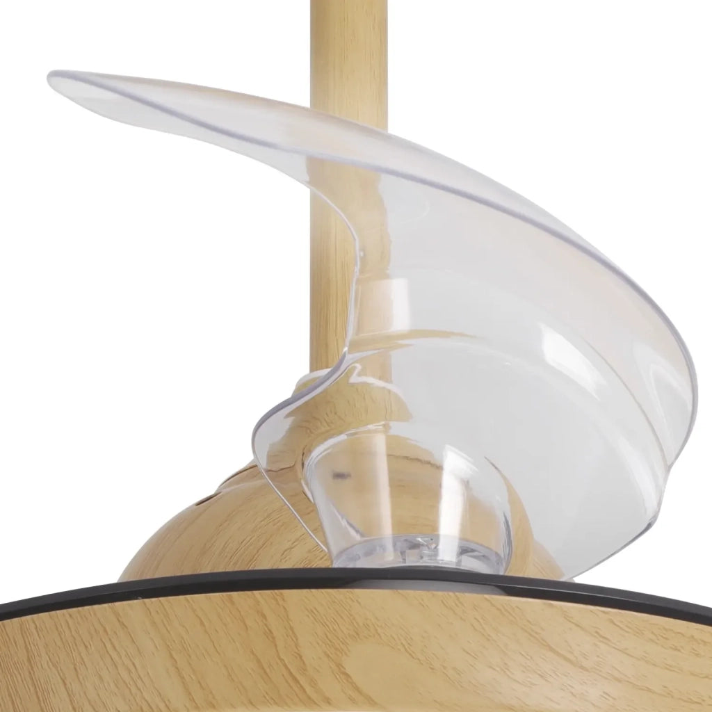 LÚZETE - VENTILATORE DA SOFFITTO LED 24W REGOLABILE COLORE LEGNO 4 PALE PLEGHEVOLI GERALDTON
