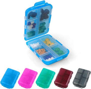Borsa portatile per medicinali con 10 compartimenti - contenitore per vitamine, sieri di fegato e medicinali (blu)