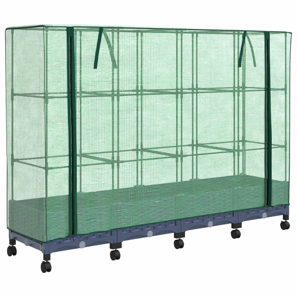 Vaso da Giardino con Copertura per Serra e Ruote 4 pz PP 3423140