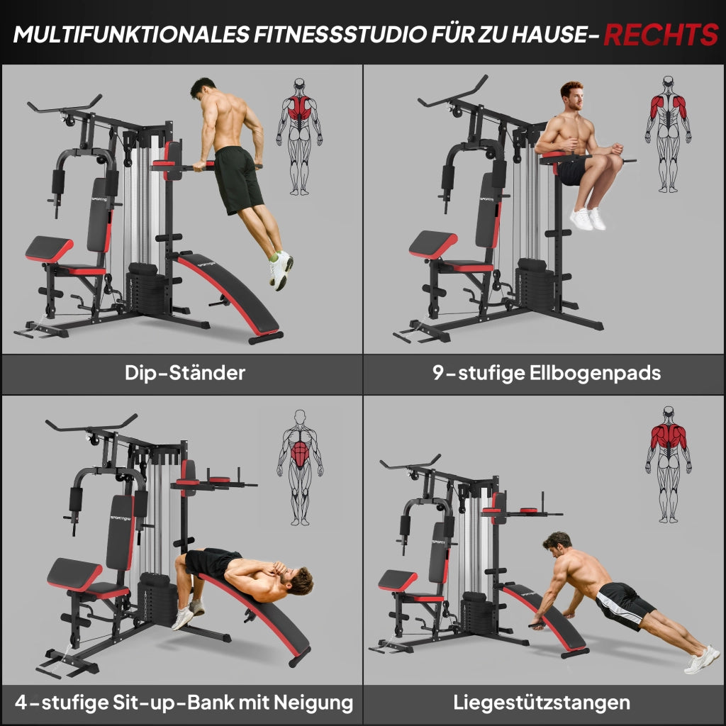 Stazione Multifunzione Allenamento ¨C Xylo ¨C 65 kg Blocco Pesi Acciaio Regolabile