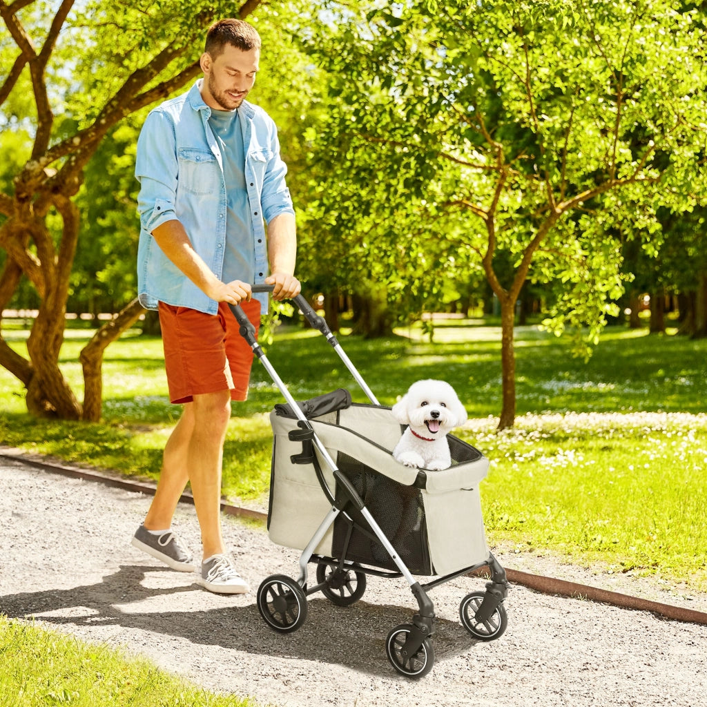 Trasportino per Cani Pieghevole Leggero ¨C zephmum ¨C 80x48,5x106 cm Caqui e Argento