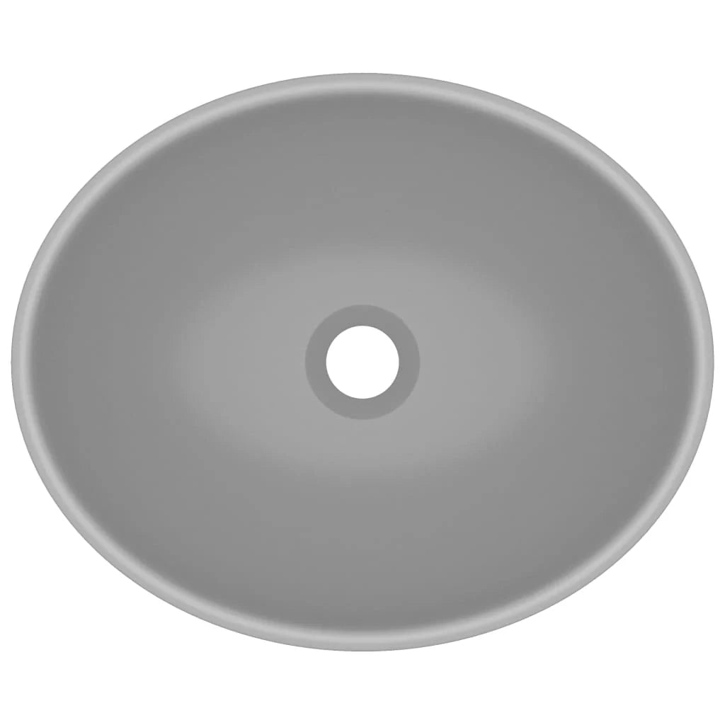 Lavabo da bagno ovale di lusso 40x33 cm in ceramica grigio chiaro opaco 02_0002669