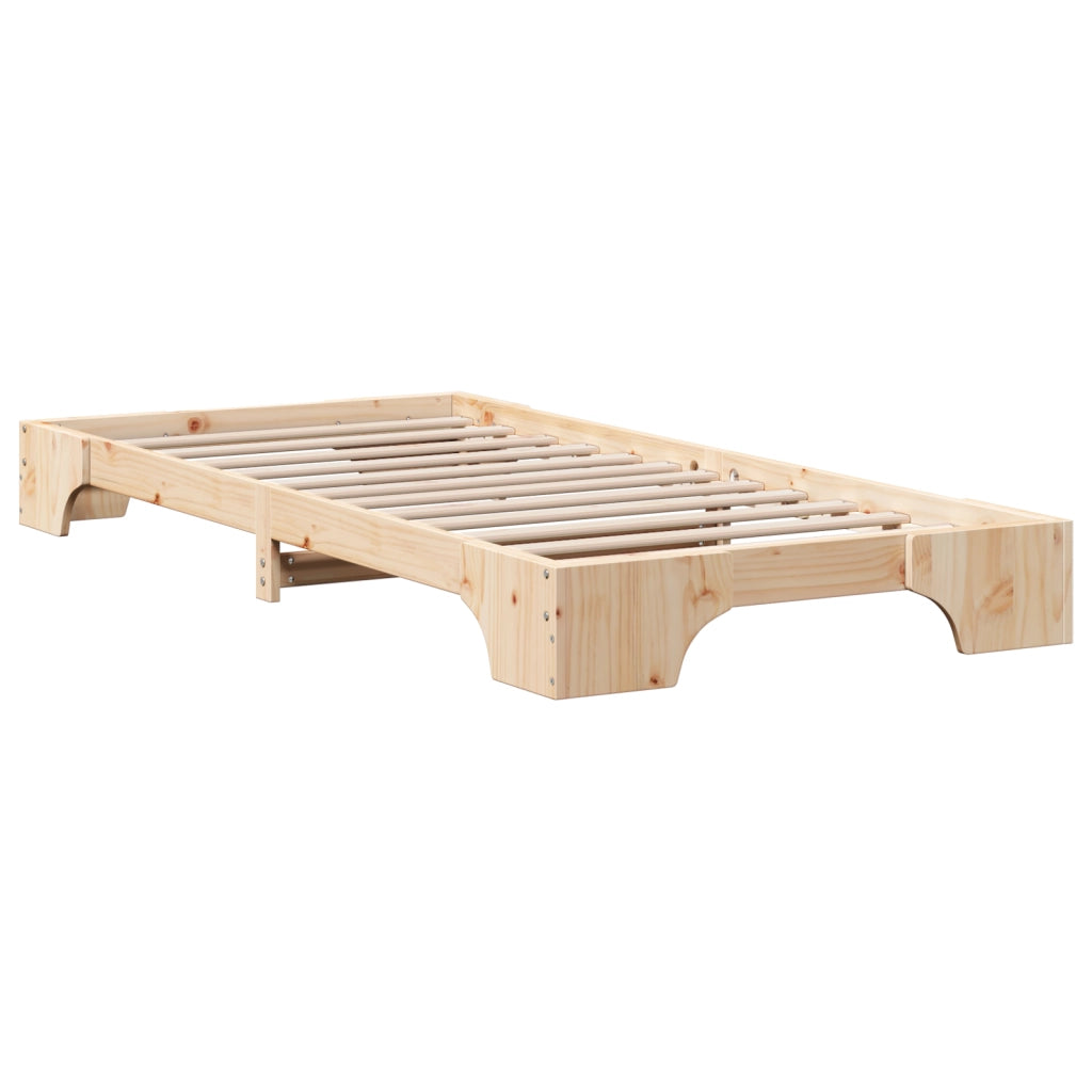 Rete Letto Naturale Legno di Pino Massello 75 x 190 cm Semplice