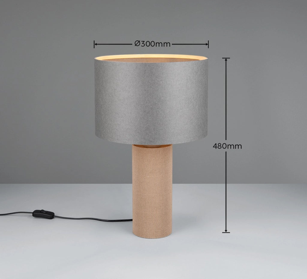 Lampada da tavolo CANIO Ø30 grigio-marrone salotto E27 Trio