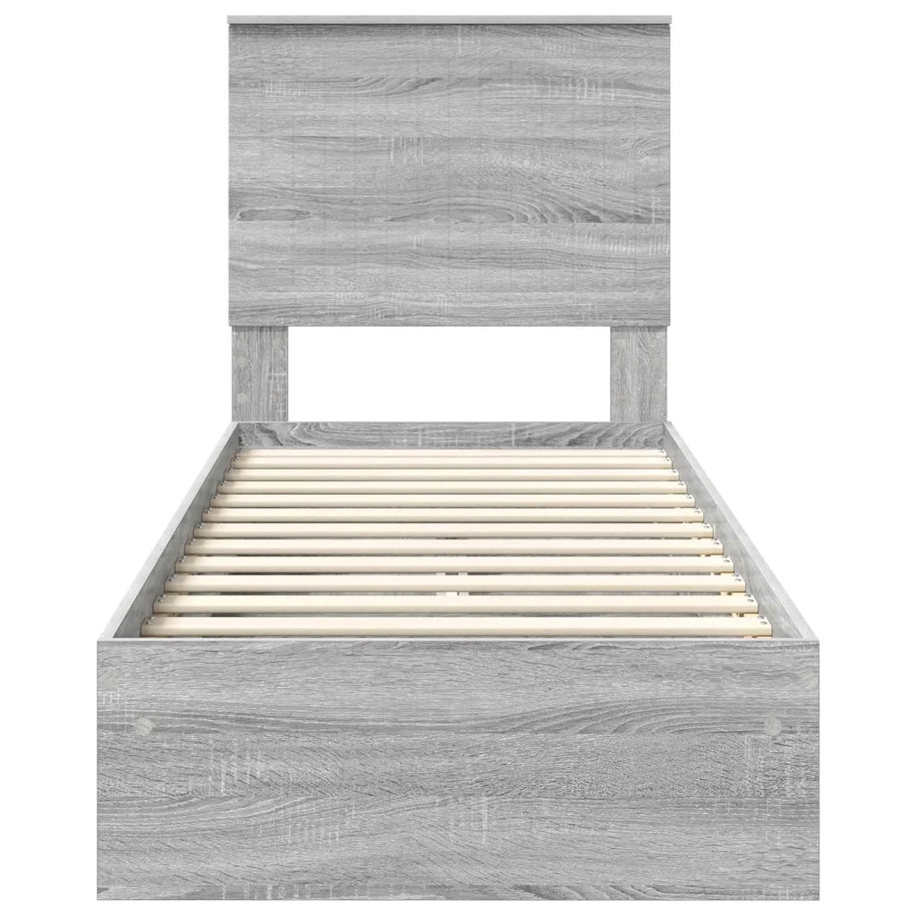 Letto con Contenitore con testiera Grigio Sonoma 75 x 190 cm