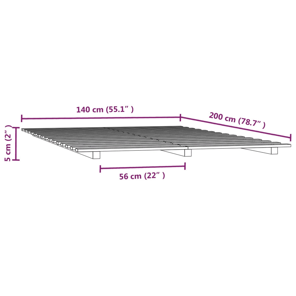 Giroletto senza Materasso-Struttura Letto 140x200 cm in Legno Massello di Pino 856467
