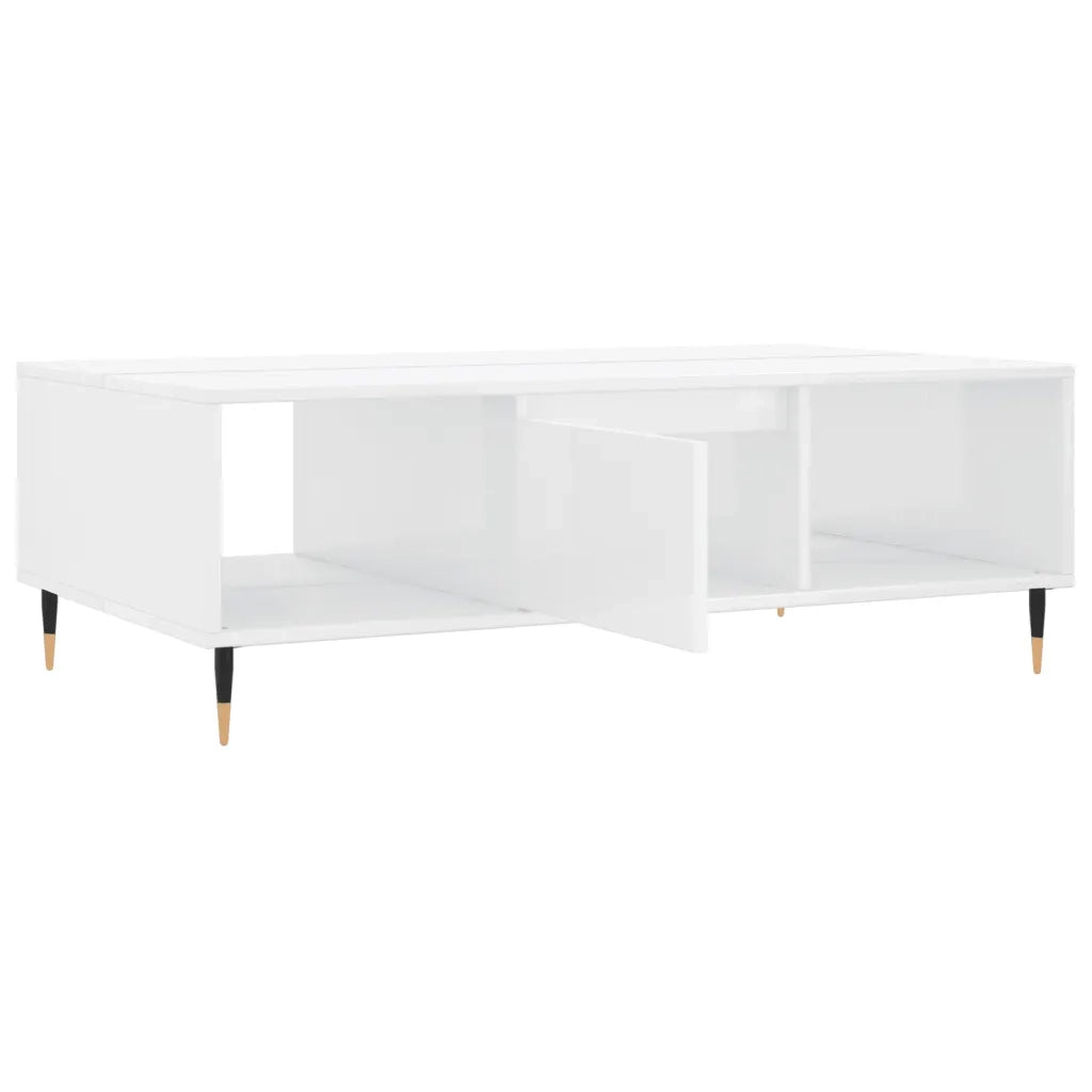 Tavolino da Salotto Bianco Lucido 104x60x35cm Legno Multistrato 827078