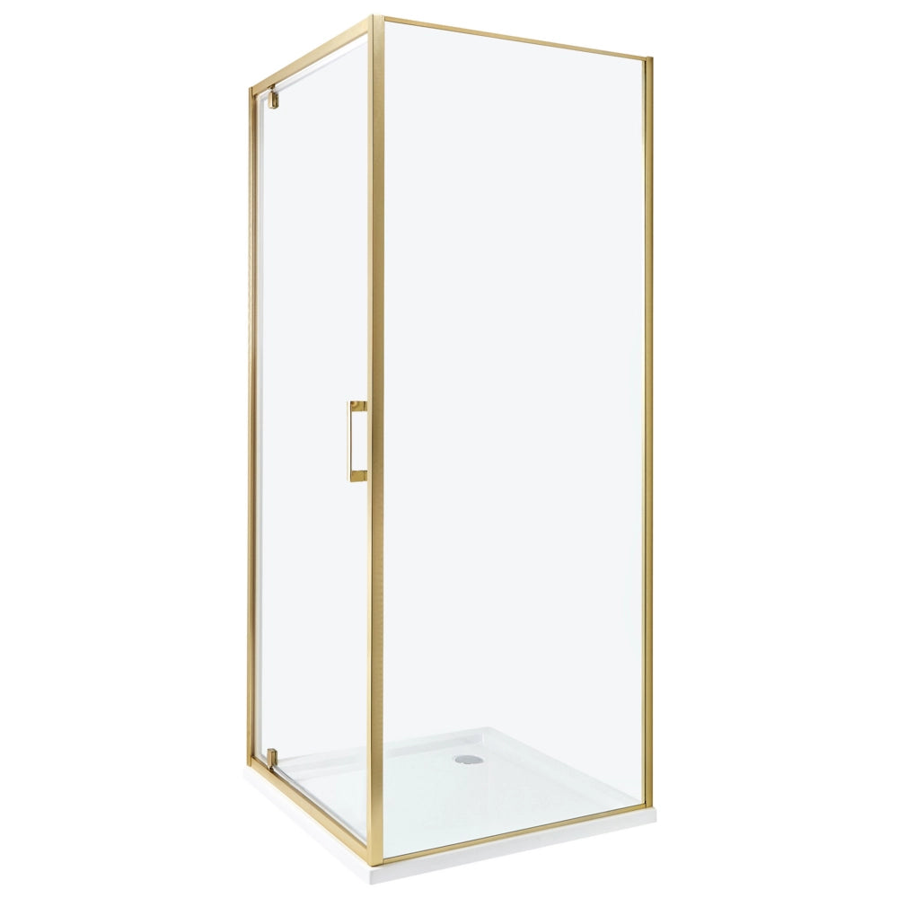 Box Doccia Vetro Temperato dorato Cornice Alluminio Anta Singola Quadrata 70 x 70 x 185 cm
