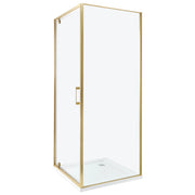 Box Doccia Vetro Temperato dorato Cornice Alluminio Anta Singola Quadrata 70 x 70 x 185 cm