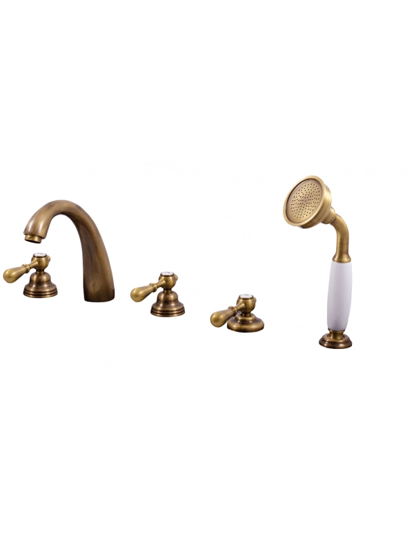 ROMANTIC Miscelatore Vasca Retrò 5 Fori in Ottone
