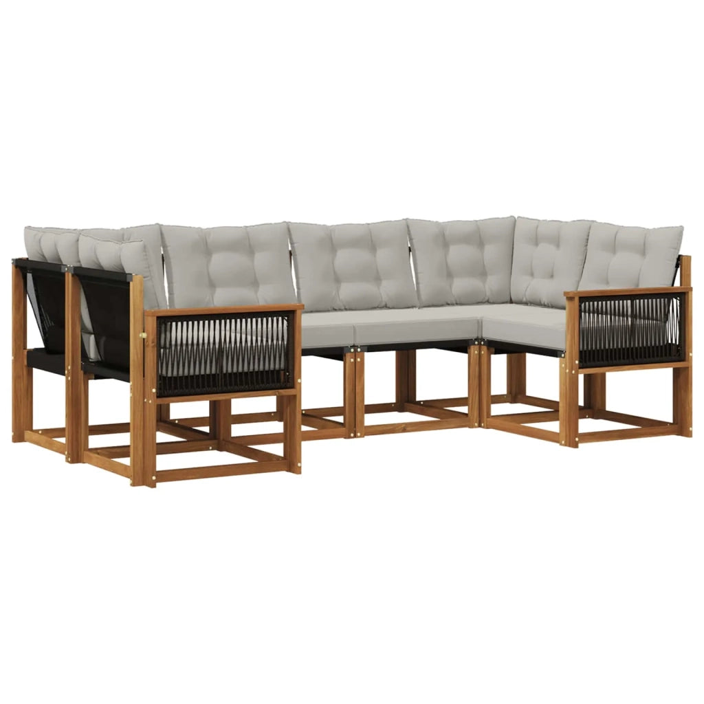 Set di divani da esterno 6 pz Naturale e Grigio chiaro 3382175