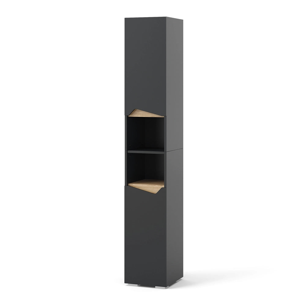 Vicco Armadio per il bagno Antracite 30 x 180 cm con porte e vani aperti