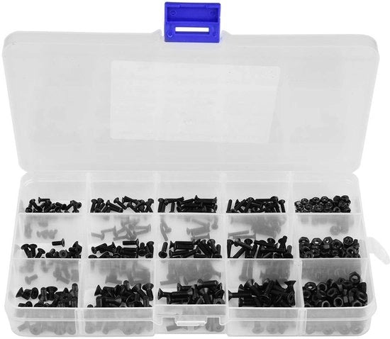 Assortimento Completo di Viti e Vitielli - 480 Pezzi - Acciaio di Carbone Nero - Per Riparazioni e Progetti - Duraturo e Versatile