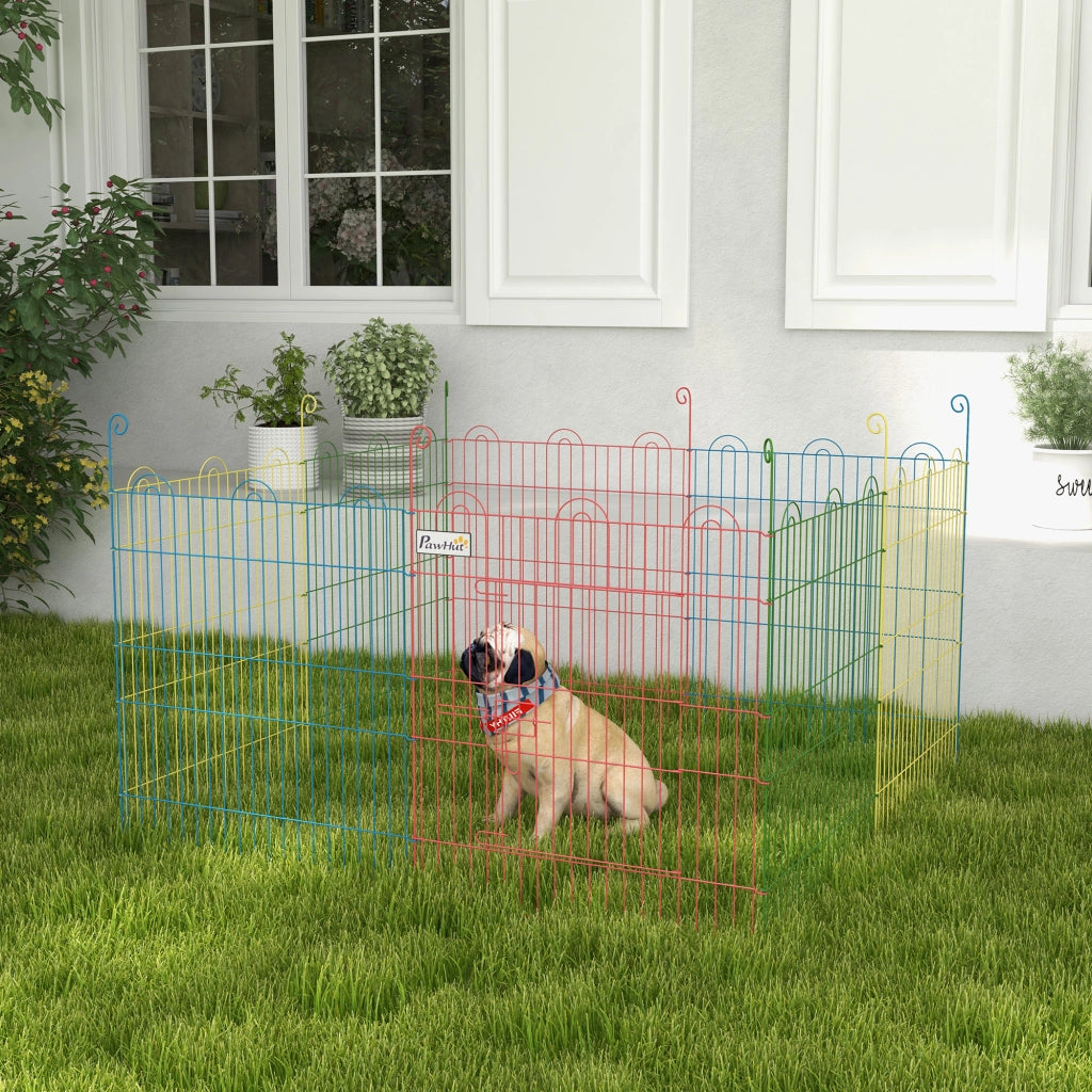 Recinto per Cani Pieghevole 8 Pannelli ¨C zephmum ¨C 156x60 cm Multicolore Metallo