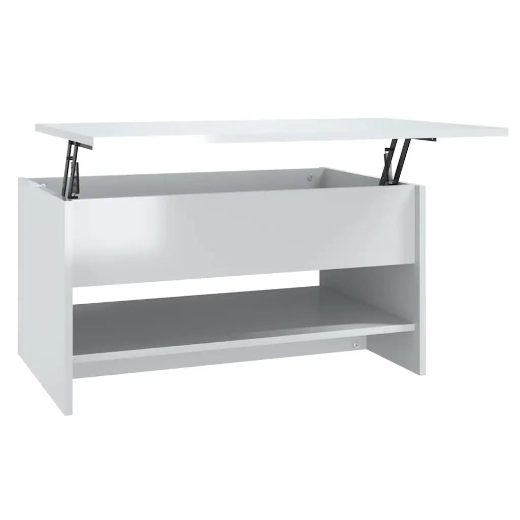 Tavolino da Salotto Bianco Lucido 80x50x40 cm Legno Multistrato