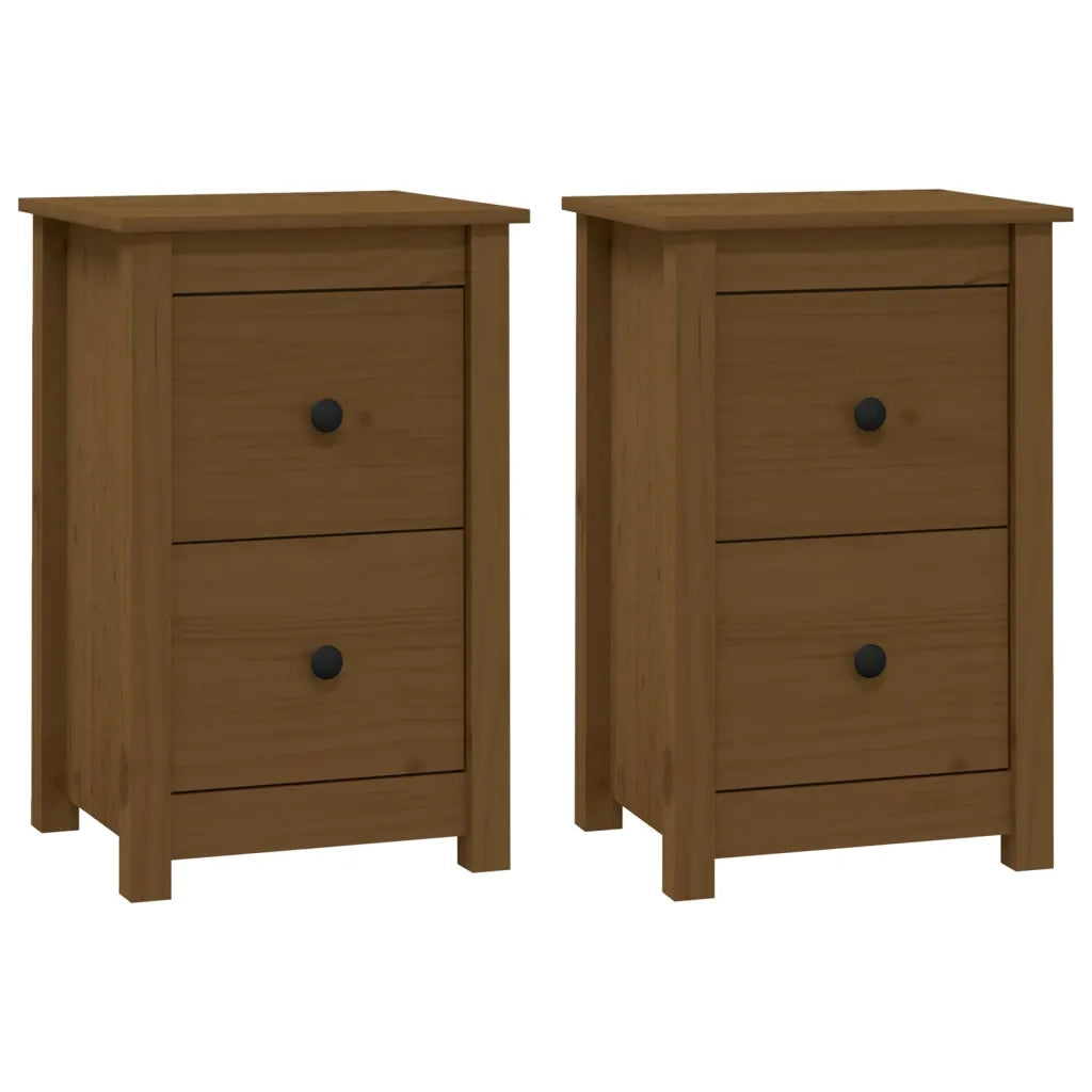 Comodini 2 pz ambra 40x35x61,5 cm in Legno Massello di Pino 820953
