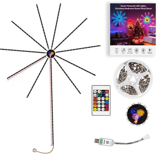 Striscia LED 1 metro - Lampada LED musicale - 200 colori - Regolabile - inclusa App e telecomando - Autoadesivo