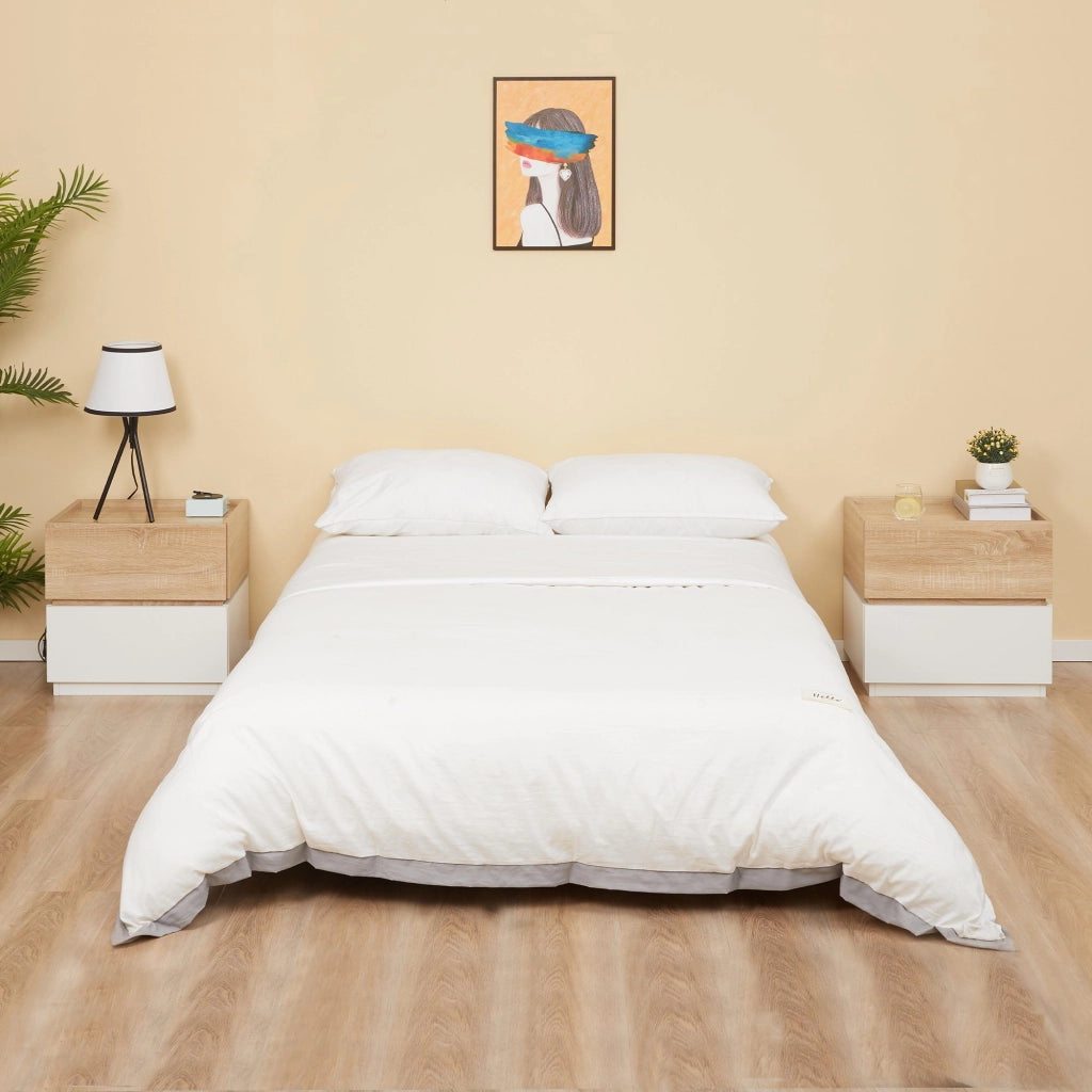 Easycomfort Comodino con 2 Cassetti in Legno, Design Moderno e Impilabile, 50x40x47.5cm