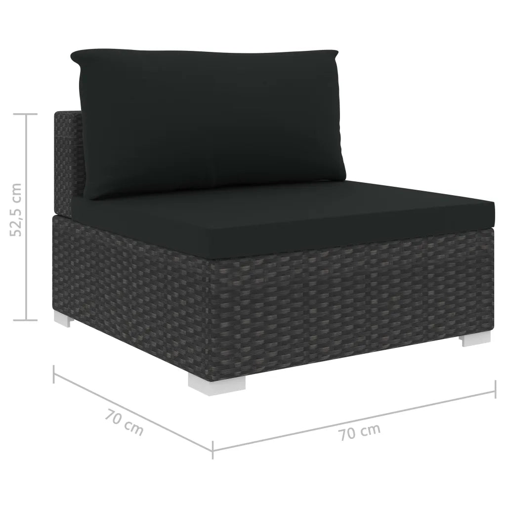 Set Divani da Giardino 12 pz con Cuscini in Polyrattan Nero cod mxl 35478