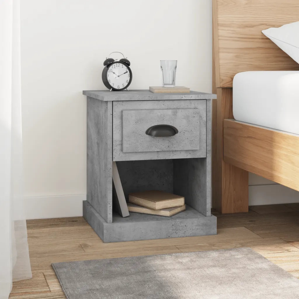 Comodini 2 pz Grigio Cemento 39x39x47,5 cm in Legno Multistratocod mxl 79031