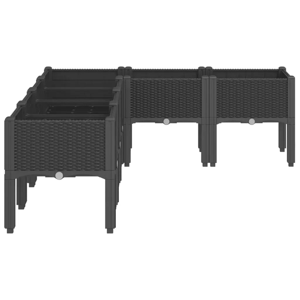 Fioriera da Giardino con Gambe Nera 160x120x42 cm in PP 367908