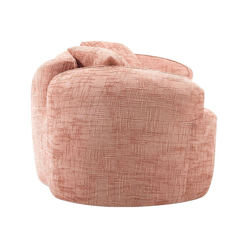 Canap¨¦ due posti curvo rosa - Xylo - Accoudoiri, 2 cuscini, colore crema, nessun assemblaggio