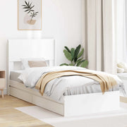 Struttura del letto con stoccaggio e testata Bianco 90 x 200 cm