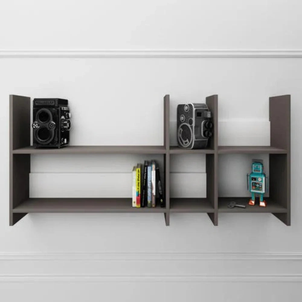 Libreria da parete Skyline grigio 150x22x70 cm design moderno salvaspazio | Duzzle