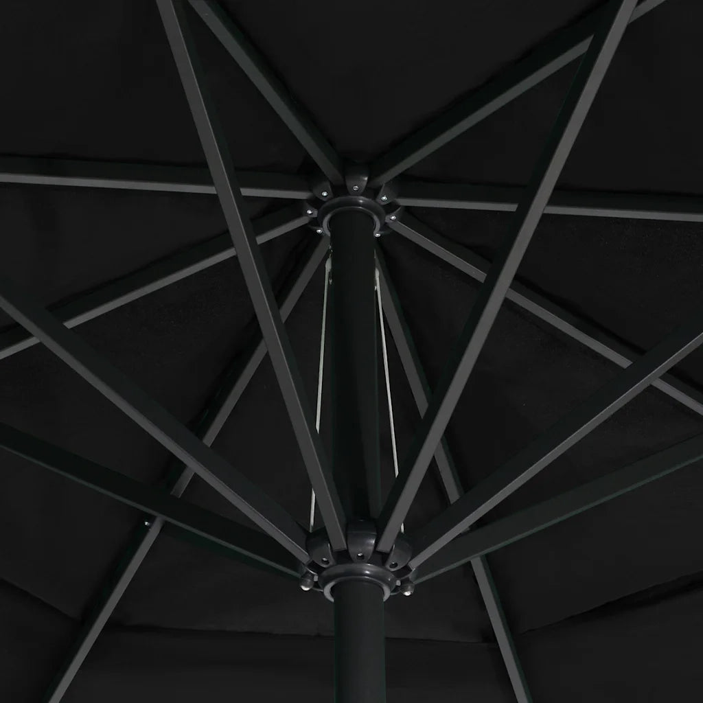 Ombrellone da Giardino-Ombrello da Balcone con Palo in Alluminio 600 cm Nero