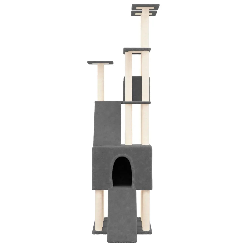 Albero per Gatti con Tiragraffi in Sisal Grigio Scuro 190 cm cod mxl 15180