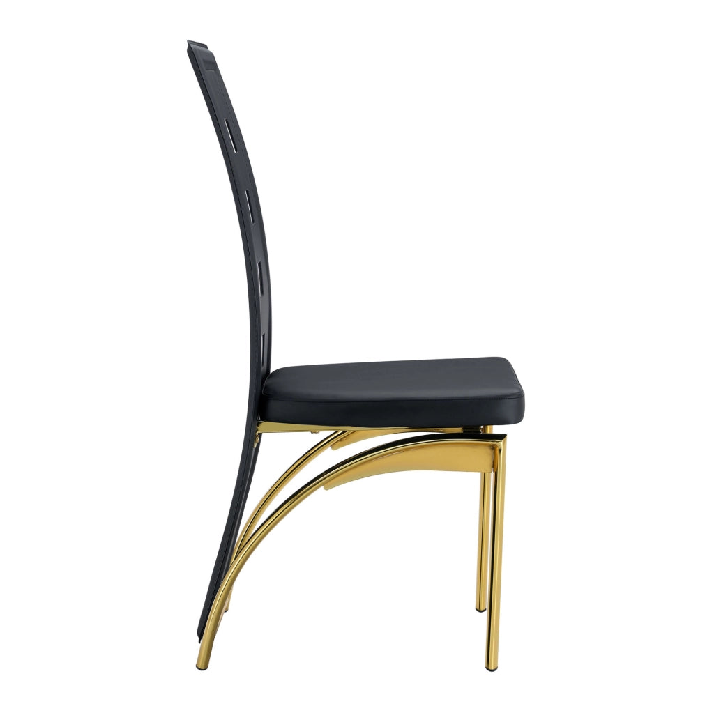 Set di 2 sedie da pranzo nere e oro in PU e metallo