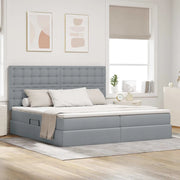 Letto con contenitore LED e materasso Grigio Chiaro