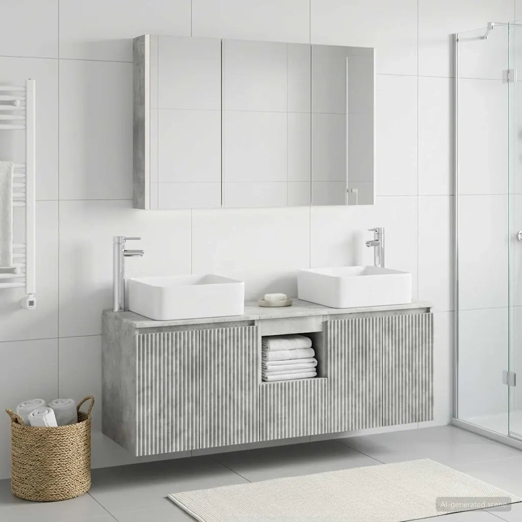 Set di Armadi da Bagno 4 pcs Grigio Cemento 3406386