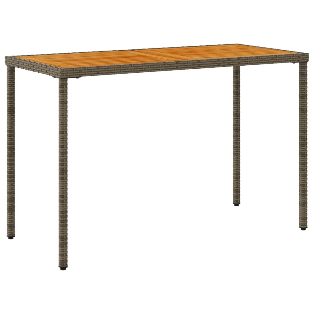 Tavolo Giardino Piano Legno Acacia Grigio 115x54x74 Polyrattan 365076
