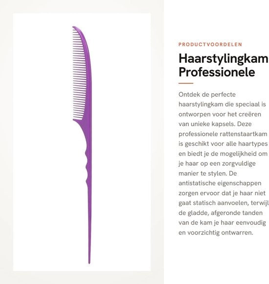 Kam per Capelli Professionale Antistatico con Manico Ergonomico Adatto a Tutti i Tipi di Capelli - Forma Liscia e Arrotondata - Kam per Capelli