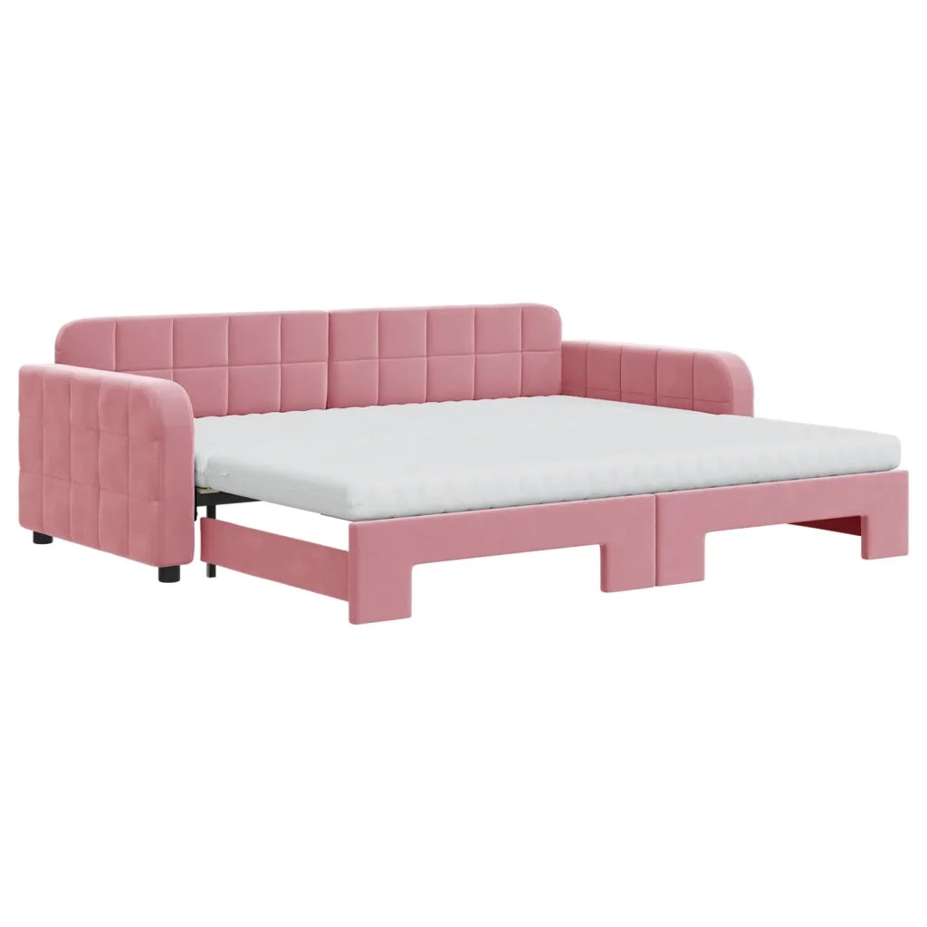 Divano Letto Estraibile con Materassi Rosa 90x200 cm Velluto 3196956