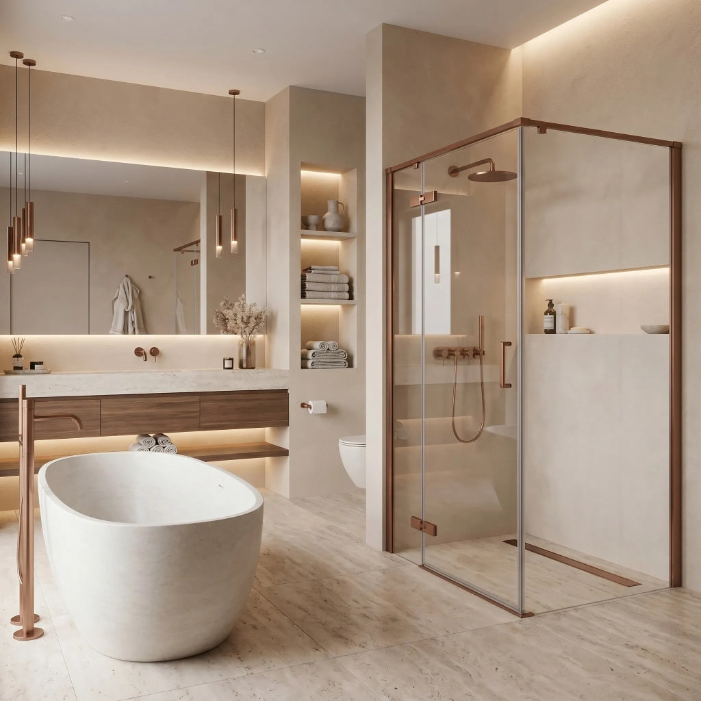 Cabina Doccia Rea Bruno 100x80 Brush Copper