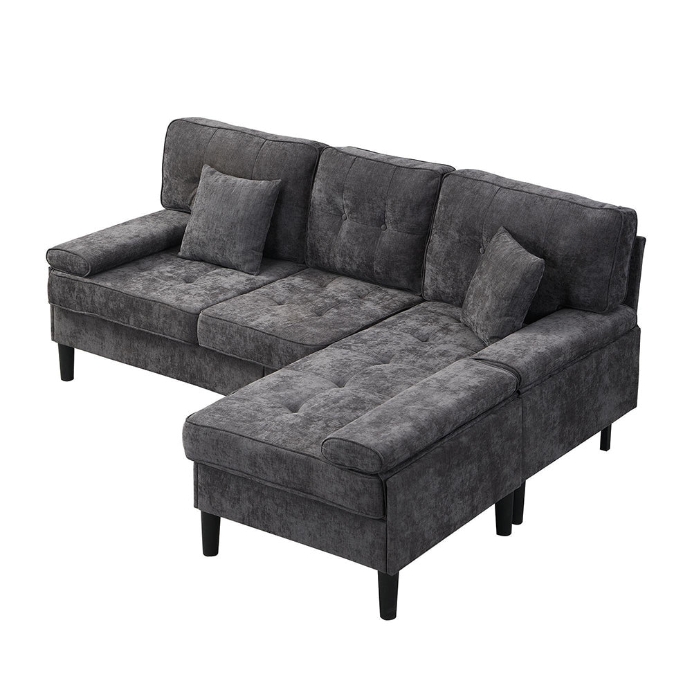 Divano angolare in velluto modulare - Xylo - Larghezza 195 cm, con chaise longue e funzione letto
