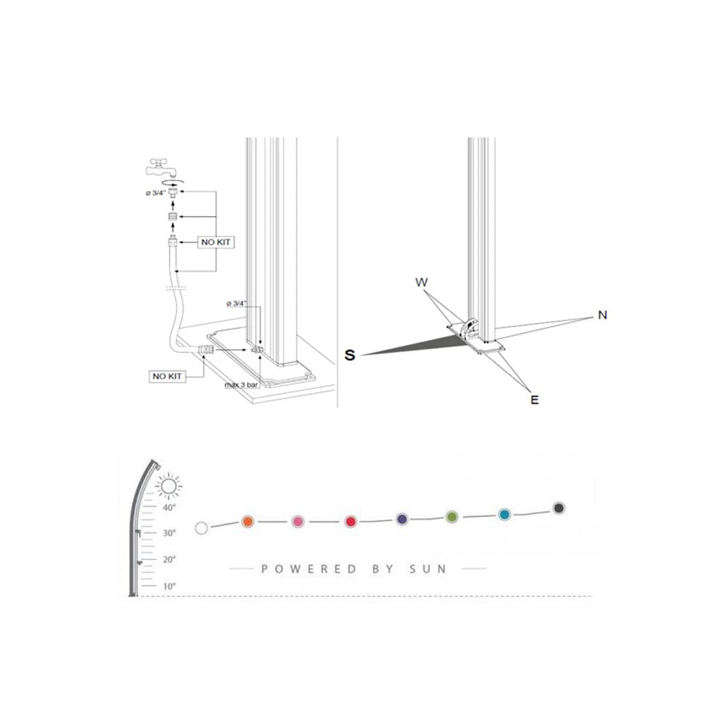 Doccia Solare da Giardino 40L Miscelatore e Lavapiedi Arkema Big Happy Five Dove Grey