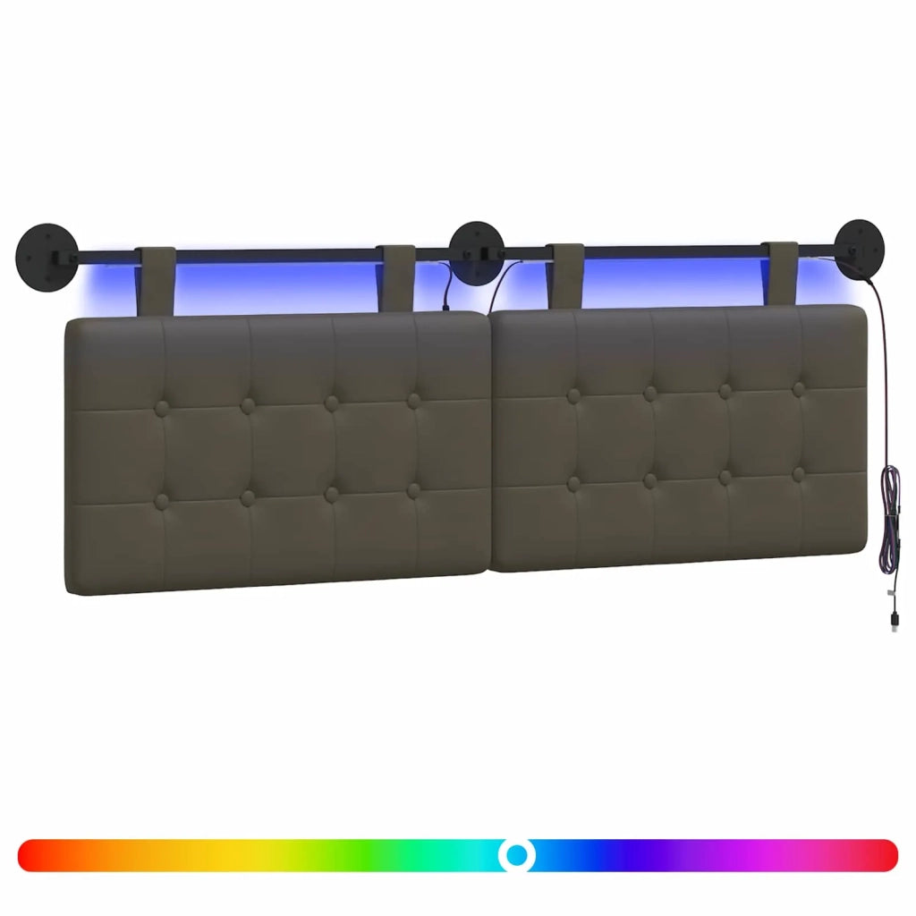 Testiera | Testata sospesa Con luce LED Grigio Similpelle