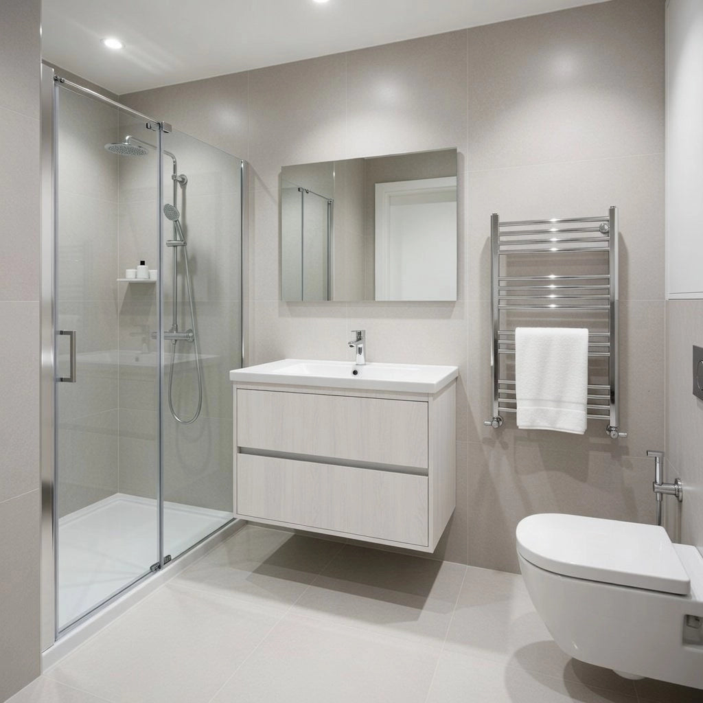 Composizione mobile bagno sospeso con cassetti cm 90 mod. ELEGANCE - Larice Bianco