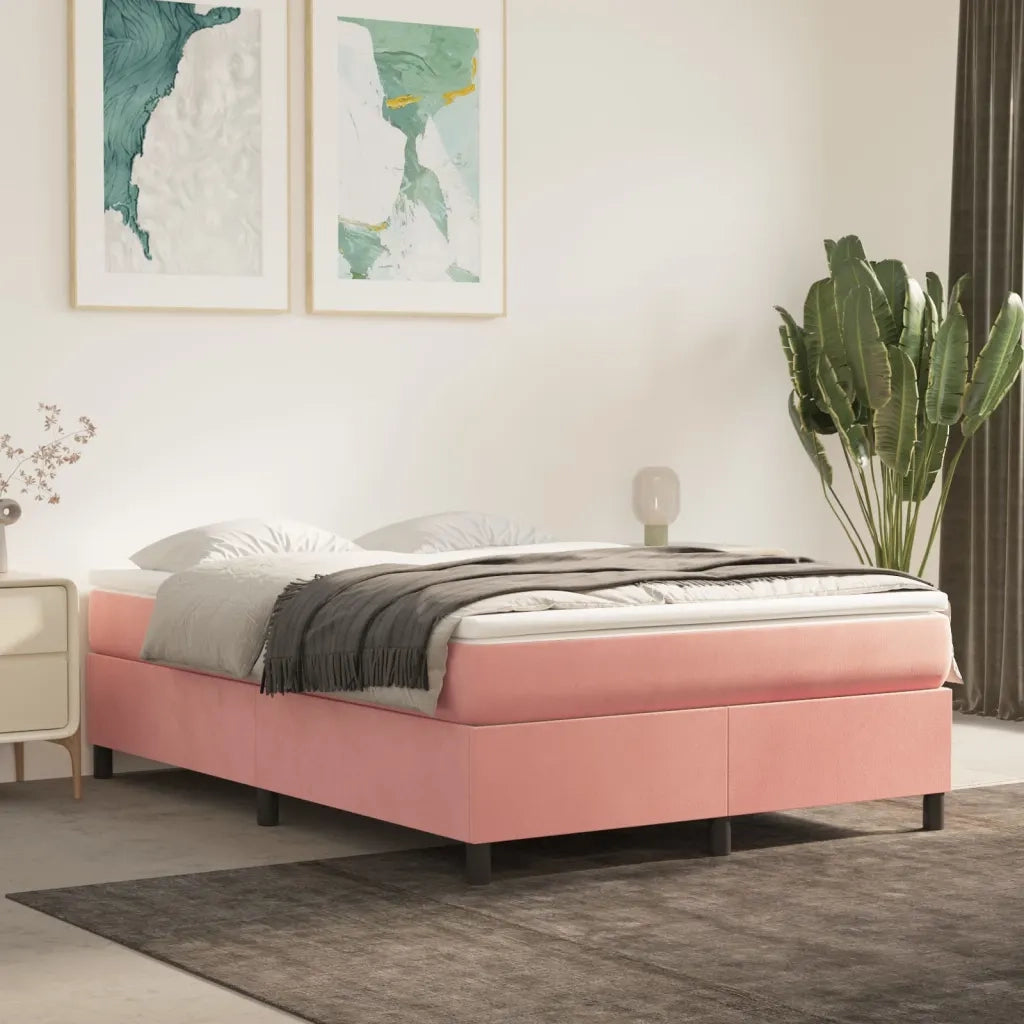 Giroletto a Molle con Materasso Rosa 140x200 cm in Vellutocod mxl 125137